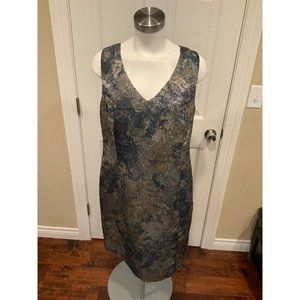 Brooks Brother Multicolor Textured Crepe Sleeveless Sheath Dress, Size 14 NWT!